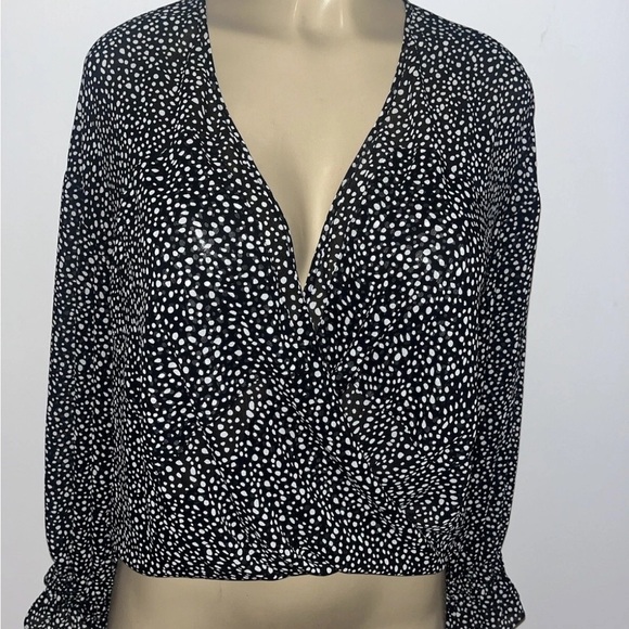 All Saints Cropped Wrap Blouse Semi Sheer Size XS - Picture 1 of 5